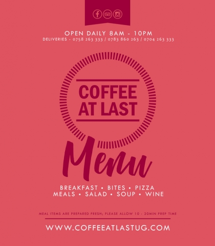 Our Menu - Coffee At Last Coffee At Last | Cafe. Bar. Lounge